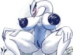  4:3 anthro big_breasts blue_body blue_eyes blue_pussy blush blush_lines breasts crouching female generation_2_pokemon genitals ggez2341 huge_breasts legendary_pokemon long_neck looking_at_viewer lugia navel nintendo nude open_mouth pokemon pokemon_(species) pussy simple_background solo spread_legs spreading thick_thighs white_background white_body wide_hips 
