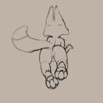  1:1 absurd_res all_fours anthro butt canid canine comatose diane_foxington dreamworks female fox fur genitals grey_background greyscale hi_res mammal monochrome nude pawpads pussy rear_view simple_background sketch solo the_bad_guys 