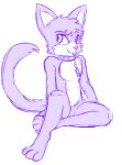  4_toes anthro collar feet felid feline female fur genitals grape_jelly_(housepets!) housepets! mammal purple_body purple_fur pussy sitting solo toes webcomic 