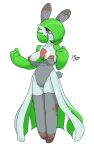  anthro areola bare_breasts breasts bunnelby bunny_costume cleavage cleavage_overflow clothed clothing costume exposed_breasts exposed_chest fake_ears fake_rabbit_ears female female_focus forced frown gardevoir generation_3_pokemon generation_6_pokemon green_body grey_clothing hi_res humanoid legwear momomcds multicolored_body nintendo nipples pointed_feet pokemon pokemon_(species) pokemon_costume red_eyes scut_tail short_tail solo solo_focus tail thigh_highs torn_thigh_highs wardrobe_malfunction 