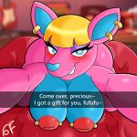  animal_crossing anthro bed bedroom_eyes big_breasts blonde_hair bomba_world12 breasts deer ear_piercing ear_ring female fuchsia_(animal_crossing) furniture hair hi_res kneeling looking_at_viewer mammal multicolored_body narrowed_eyes nintendo nipple_piercing nipples on_bed piercing pink_body red_nipples ring_piercing seductive selfie solo 