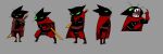  2013 anthro biped black_body cartoon_network cloak clothing concept_art domestic_cat felid feline felis gloves handwear hi_res humanoid_hands mammal mao_mao:_heroes_of_pure_heart model_sheet multiple_poses official_art parker_simmons pose sheriff_mao_mao_mao simple_background solo weapon 