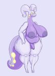  3_fingers alternate_color antennae_(anatomy) anthro areola balls belly big_areola big_belly big_breasts breasts fingers flaccid generation_6_pokemon genitals glowing goodra gynomorph hi_res huge_breasts intersex luz_(vr457) nintendo nipples nude penis pokemon pokemon_(species) puffy_nipples purple_body purple_scales scales scalie slightly_chubby solo tail thick_calves thick_tail thick_thighs vr457 wide_hips yellow_eyes 