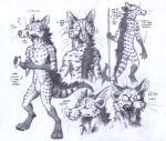  0laffson 5_fingers anthro biped civet claws english_text fangs fingers fur hi_res holding_object holding_weapon inner_ear_fluff male mammal monochrome open_mouth question_mark solo teeth text tongue tongue_out tuft viverrid weapon whiskers 