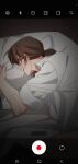  1boy animated animated_gif brown_hair commu20 facial_hair glasses gregor_(limbus_company) highres implied_anal implied_sex limbus_company male_focus on_bed pillow ponytail project_moon sweat yaoi 