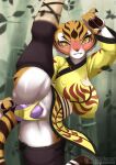  absurd_res anthro big_breasts blush bodily_fluids breasts clothed clothing dildo dreamworks felid female fur genital_fluids genitals hi_res kung_fu_panda mammal master_tigress moodang pantherine penetration pussy sex_toy sex_toy_insertion solo stripes tiger vaginal 