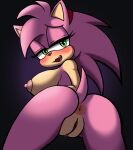  2023 alternate_breast_size amy_rose anthro anus bedroom_eyes big_breasts blush breasts classic_amy_rose classic_sonic_(universe) clitoral_hood cute_fangs eulipotyphlan female genitals hedgehog hi_res mammal narrowed_eyes open_mouth pussy seductive sega sheep_magik solo sonic_the_hedgehog_(series) 