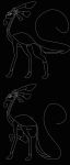  2023 6_antennae 6_ears 6_eyes 6_legs ambiguous_gender antennae_(anatomy) bump_attack digital_drawing_(artwork) digital_media_(artwork) exoskeleton feral long_tongue monochrome multi_ear multi_eye octobax simple_background sketch solo tail tongue 