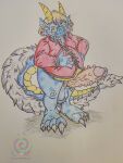  absurd_res anthro balls big_balls cloudshywolf colorpencil dragon genitals hi_res hindpaw huge_balls hyper hyper_balls hyper_genitalia male paws sketch solo 