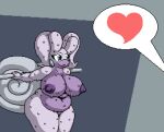  big_breasts bodily_fluids breasts chubby_female generation_6_pokemon gloria_(sneavile) goodra hi_res hisuian_form hisuian_goodra nintendo nipples nude pokemon pokemon_(species) purple_body purple_nipples purple_skin regional_form_(pokemon) speech_bubble sweat thick_thighs unaware wide_hips 