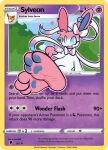  &lt;3 3_toes ambiguous_gender b_bun300 barefoot blue_eyes eeveelution english_text feet foot_fetish foot_focus fur generation_6_pokemon mammal nintendo open_mouth pawpads pokemon pokemon_(species) pokemon_card smile soles solo sylveon tcg_card text toe_curl toes trading_card trading_card_game white_body 