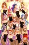  6+girls alena_(dq4) animal_ears anlucea barbara_(dq6) bare_shoulders bent_over bianca_(dq5) black_hair black_leotard blonde_hair blue_bow blue_bowtie blue_eyes blue_hair blunt_bangs bow bowtie braid breasts cleavage closed_mouth collarbone commentary_request cowboy_shot curly_hair detached_collar dragon_quest dragon_quest_ii dragon_quest_iv dragon_quest_ix dragon_quest_v dragon_quest_vi dragon_quest_viii dragon_quest_x dragon_quest_xi earrings estella_(dq10) fake_animal_ears flat_chest flora_(dq5) green_bow green_bowtie green_eyes hair_behind_ear hair_bow hair_over_shoulder hair_pulled_back hairband half_updo hand_on_own_chest hand_on_own_hip hand_up hands_on_another&#039;s_shoulders hat headpiece high_ponytail highres hood horns huge_bow index_finger_raised jessica_albert jewelry large_breasts leotard light_blush long_hair looking_at_another looking_at_viewer martina_(dq11) medium_breasts mole mole_under_mouth multiple_girls numao_sub open_mouth orange_bow orange_bowtie orange_eyes orange_hair orange_nails pantyhose parted_bangs parted_lips pink_bow pink_eyes pink_hair pink_headwear pink_hood pink_nails playboy_bunny pointy_ears princess_of_moonbrook purple_bow purple_bowtie purple_eyes rabbit_ears red_bow red_bowtie red_eyes red_headwear ruida senya_(dq11) siblings single_braid sisters small_breasts smile standing swept_bangs twin_braids twins twintails veronica_(dq11) white_hairband wrist_cuffs yellow_bow yellow_bowtie yellow_eyes 