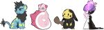  ambiguous_gender black_body black_eyes blue_body blue_fur byemyfriends feral fur fusion gastly generation_1_pokemon generation_3_pokemon generation_4_pokemon generation_7_pokemon group growlithe hi_res hybrid hybrid_pokemon legendary_pokemon markings mew_(pokemon) mimikyu nintendo pachirisu pikachu pink_body pink_nose plain_backround pokemon pokemon_(species) pokemon_fusion ralts shinx simple_background white_background yellow_face yellow_markings 