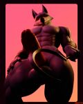  4:5 abs anthro balls big_balls big_penis blender_(software) death_(puss_in_boots) dr4ch3n dreamworks genitals gradient_background hand_on_leg hand_on_thigh hi_res humanoid_genitalia humanoid_penis looking_at_viewer looking_down male melee_weapon muscular muscular_anthro muscular_male muscular_thighs pecs penis polearm scythe simple_background solo valorlynz weapon 