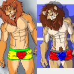  anthro aroused balls_outline bulge clothed clothing detailed_bulge erection erection_under_clothing felid furryscorpion90 genital_outline hi_res lion male mammal muscular muscular_anthro muscular_male pantherine penis_outline solo underwear 
