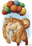  anthro balloon balls canid canine canis domestic_dog genitals inflatable male mammal naruever naruevernett nude penis shiba_inu simple_background solo solo_focus spitz 