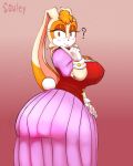  absurd_res anthro big_butt blush blush_lines butt clothed clothing dress female gloves handwear hi_res jiggling lagomorph leporid mammal mature_female rabbit scut_tail sega short_tail solo sonic_the_hedgehog_(series) souley69 tail thick_thighs vanilla_the_rabbit wide_hips 