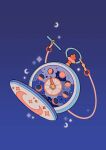  absurdres blue_background clock cloud crescent_moon full_moon gibbous_moon gradient_background half_moon highres meyoco moon moon_phases new_moon no_humans original pocket_watch sparkle star_(symbol) watch 
