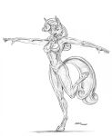  2018 anthro baron_engel bikini bikini_bottom bikini_top breasts clothing equid equine female friendship_is_magic half-closed_eyes hasbro hi_res hooves horn looking_aside luster_dust mammal mane my_little_pony narrowed_eyes navel on_one_leg open_mouth pose signature solo spread_arms standing sweetie_belle_(mlp) swimwear unicorn unicorn_horn 