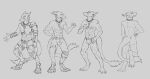 abs absurd_res anthro armor butt chase_(krahs_tsai) clothed clothing front_view hi_res jockstrap krahs_tsai male post-apocalyptic rear_view scar sergal smile smiling_at_viewer smirk smirking_at_viewer solo standing underwear 