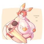  anthro big_breasts breasts cape clothing female hair hi_res huge_breasts lagomorph leporid lightmizano mammal melee_weapon orange_eyes rabbit red_hair slightly_chubby solo sword thick_thighs weapon white_hair 