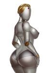  2023 absurd_res android atomic_heart blonde_hair breasts butt dreadlocks faceless female folk-dude-philip hair hi_res humanoid machine metal metallic_body nipples nude outside red_star reflection reflective_body right_(atomic_heart) robot robot_ears short_hair silver_body solo star the_twins_(atomic_heart) 