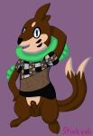  animal_genitalia anthro balls brown_body brown_fur clothed clothing fur genitals hi_res looking_at_viewer male multi_tail nintendo partially_clothed penis penis_tip pokemon pokemon_(species) sheath solo stinkvali sweater tail topwear 
