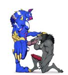  anthro beast_machines beast_mode big_penis black_claws black_nose blizzard_entertainment bodily_fluids canid canine chest_tattoo claws cum digital_media_(artwork) duo fan_character fangs fellatio genital_fluids genitals gold_claws hand_on_head hand_on_penis hasbro hi_res huge_penis hybrid knot looking_at_another looking_down machine male male/male mammal maximal muscular muscular_anthro muscular_male noble_(bm) oral penile penis robot sex seyrmo side_view simple_background takara_tomy tattoo teeth tongue transformers transformers:_beast_wars warcraft were werecanid werecanine werewolf white_background worgen 