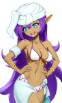  2023 bikini breasts clothed clothing collarbone eyebrows eyelashes female fingers genie hair hi_res humanoid humanoid_pointy_ears navel not_furry purple_hair revenant_(artist) shantae shantae_(series) solo swimwear teeth tongue two_tone_bikini wayforward white_bikini white_clothing white_swimwear 