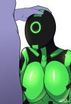  1_eye alien alien_humanoid ben_10 big_breasts breasts cartoon_network duo faceless_character faceless_male female fredicjulio galvanic_mechamorph head_pat hi_res human humanoid male male/female mammal simple_background white_background 