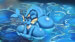  absurd_res anthro big_breasts big_butt blue_body breast_squish breasts butt eeveelution female frill_(anatomy) generation_1_pokemon hi_res huge_breasts huge_butt huge_hips lying meme nintendo nude on_front partially_submerged pokemon pokemon_(species) solo splashyu squish tail thick_tail vaporeon vaporeon_copypasta water wet wet_body 