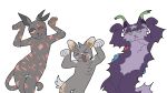  ambiguous_gender animated anthro caramelldansen dancing domestic_cat fan_character felid feline felis fur grey_body grey_fur group guncht hi_res male mammal meme open_mouth purple_body purple_fur scar smile trio warriors_(cats) 