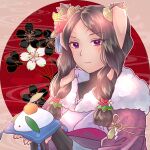  1girl absurdres animal_ears brown_hair fire_emblem fire_emblem_awakening fire_emblem_heroes highres japanese_clothes long_hair looking_at_viewer official_alternate_costume panne_(fire_emblem) panne_(new_year)_(fire_emblem) rabbit_ears rabbit_girl solo teitokunanodesu upper_body 