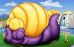  2018 activision belly belly_expansion belly_inflation big_belly cheek_bulge cheetah claws cloud colored detailed_background digital_media_(artwork) dragon duo english_text expansion eye_contact felid feline green_hose horn hose_in_mouth hose_inflation huge_cheeks hunter_(spyro) hyper hyper_belly immobile inflation inflation_fetish liquid_inflation looking_at_another lying male mammal markings moobs mountain mouth_closed mouth_strap nervous_smile on_back oregene purple_body purple_dragon purple_tail shaded sign sky spyro spyro_the_dragon striped_markings striped_tail stripes swelling tail tail_markings tan_body tan_tail text thick_tail water water_inflation waterfall wings yellow_horn yellow_wings 