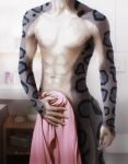  anthro claws_out electricity felid fur fur_markings hi_res lightning_snow_leopard male mammal markings medaya muscular muscular_male nude pantherine shower snow_leopard solo tail towel towel_on_lap 