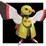  beak black_background black_eyes full_body highres no_humans pokemon pokemon_(creature) simple_background solo standing sumosamo white_wings wings xatu 