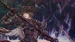  1girl armor black_gloves black_hair black_headwear expressionless final_fantasy final_fantasy_xiv gloves grey_eyes hat highres holding holding_scythe hyur mihira_(tainosugatayaki) pauldrons scythe short_hair shoulder_armor signature single_pauldron solo tricorne zero_(ff14) 