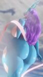  2023 3d_(artwork) 5_fingers anthro anthrofied big_breasts big_butt blue_body breasts butt digital_media_(artwork) fingers generation_2_pokemon hi_res legendary_pokemon nintendo nude outside pokemon pokemon_(species) suicune white_body xlkev 