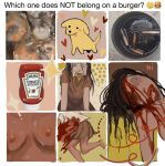  absurd_res ambiguous_gender blood bodily_fluids breasts canid canine canis cigarette cigarette_butt corpse domestic_dog english_text faceless_character faceless_female female food gore group hi_res human ketchup mammal meme mold_(fungus) nude text vich vomit 