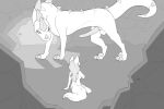  &lt;3 anthro anthro_on_feral bestiality big_penis breasts canid canine canis cave creature71 dragon duo female feral genitals greyscale male male/female mammal monochrome penis side_boob size_difference smaller_female wolf 