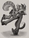  absurd_res anthro clothing duo embrace falling_back fangs felid feline gentleman giggle hi_res hug imminent_kiss lackadaisy love male male/male mammal mordecai_heller novaarts nuzzling pounce rocky_rickaby smile suit tail teeth webcomic 