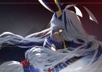  1girl absurdres animal_ears dark-skinned_female dark_skin facial_mark fate/grand_order fate_(series) hairband highres long_hair nitocris_alter_(fate) profile signature suimiiin9 white_hair yellow_eyes 