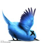  1:1 2023 ambiguous_gender avian beak benenow bird blue_body blue_feathers digital_media_(artwork) feathered_wings feathers feral hi_res simple_background solo twitter white_background wings x_(social_media) x_corporation 