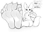  ambiguous_gender anthro boy_kisser_(meme) claws countershade_feet countershading english_text feet felid feline foot_fetish gesture hi_res mammal paws pointing pointing_at_viewer silly_cat_(mauzymice) soles solo solo_focus speech_bubble sysdott tail text toe_claws 