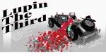  absurdres bacchus_lpiii car commentary copyright_name crack cracked_glass dated flower green_jacket grey_background hat highres jacket lupin_iii motor_vehicle no_humans petals red_flower red_rose rose rose_petals signature symbol-only_commentary translation_request wheel white_flower white_rose 