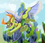  2023 antlers arthropod bryony6210 changeling digital_media_(artwork) feral friendship_is_magic green_body green_skin hasbro hi_res horn insect_wings male multicolored_body my_little_pony purple_eyes purple_tail purple_wings smile solo tail thorax_(mlp) wings 