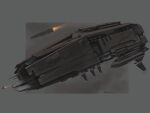  axian battlecruiser_(eve_online) battleship_(eve_online) brown_theme commentary concept_art eve_online fleet flying from_side glowing grey_background hurricane_(eve_online) military_vehicle minmatar_republic_(eve_online) no_humans original redesign science_fiction spacecraft vehicle_focus 