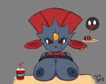  anthro big_breasts breasts duo female generation_4_pokemon male nintendo pokemon pokemon_(species) simple_background six343 weavile 