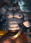  2023 abs absurd_res anthro arm_wraps barazoku bedroom_eyes biceps big_muscles bottomwear canid canine canis claws clothed clothing condom death_(puss_in_boots) dreamworks earthist english_text fence food front_view fruit full_moon fur halloween hi_res holding_condom holding_object holidays huge_muscles jack-o&#039;-lantern licking licking_lips licking_own_lips looking_at_viewer male mammal moon muscular muscular_anthro muscular_male narrowed_eyes navel night nipples obliques open_mouth open_smile outside pants pecs plant pumpkin puss_in_boots_(film) puss_in_boots_the_last_wish seductive serratus sexual_barrier_device sickle sky smile solo standing star starry_sky teeth text tongue tongue_out topless topless_anthro topless_male tree tuft wolf wraps 