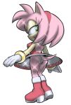  2023 amy_rose anthro boots butt clothed clothing dress eulipotyphlan female footwear green_eyes hair hedgehog hi_res is_(artist) mammal multicolored_body open_mouth open_smile panties pink_body pink_hair sega smile solo sonic_the_hedgehog_(series) standing tan_body two_tone_body underwear 